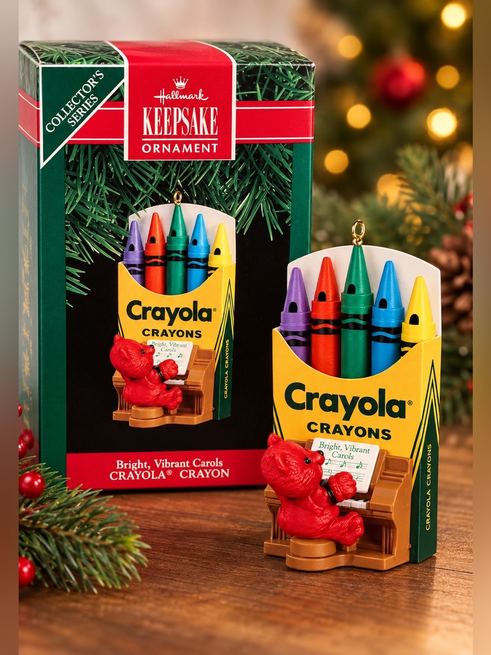 Hallmark Keepsake Crayola Crayon Ornament 1991 Bright Vibrant Carols Collector’s
